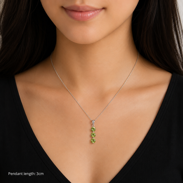 Facetted Natural Peridot Gemstone 925 Silver Pendant