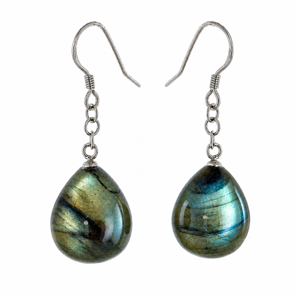 Iridescent Labradorite Drop Earrings in 925 Sterling Silver