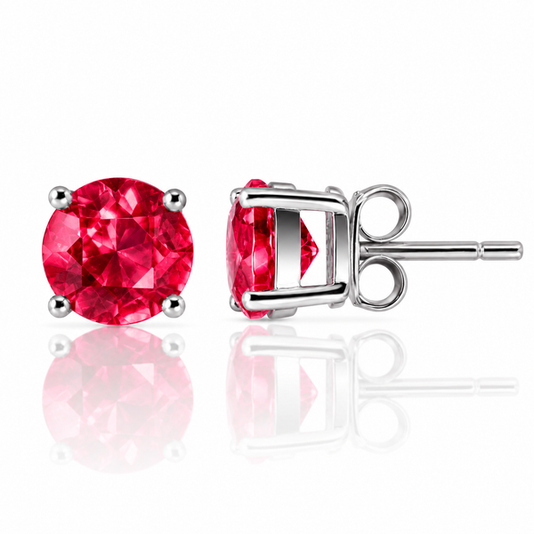 Natural Burmese Ruby Pendant & Stud Earring Set | Sterling Silver
