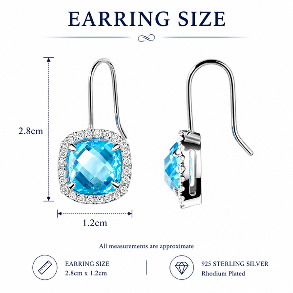 Blue Topaz & Diamond CZ Drop Sterling Silver Earrings. - Franki Baker Jewellery