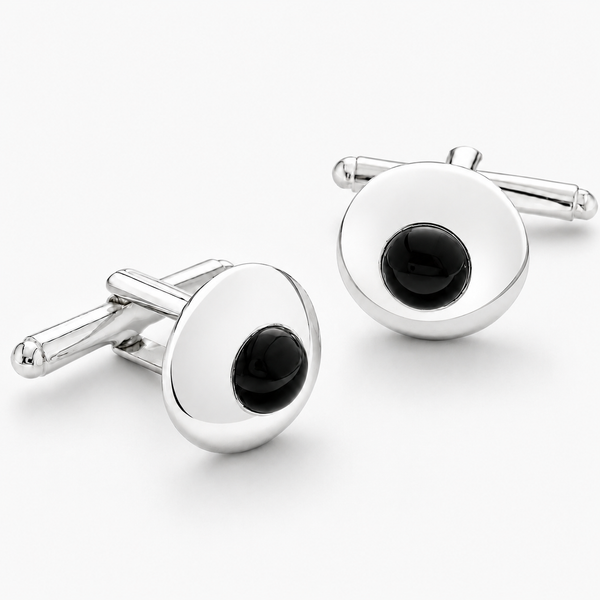 Handmade Sterling Silver and Black Onyx Cufflinks - Franki Baker Jewellery
