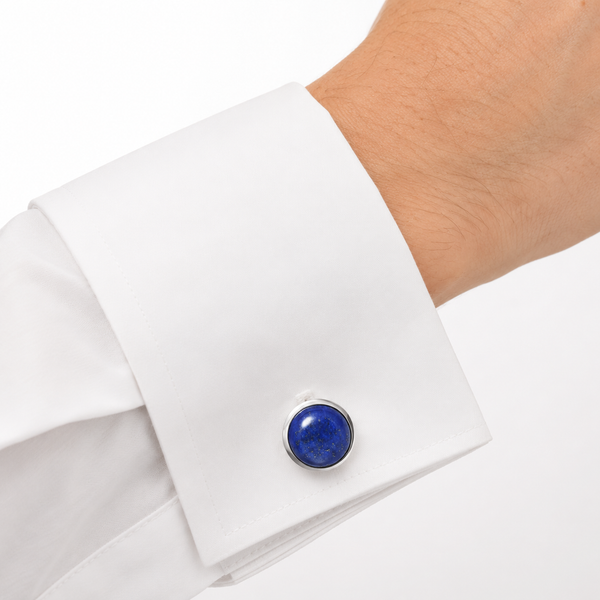 Lapis Lazuli Gemstone and Sterling Silver Cufflinks