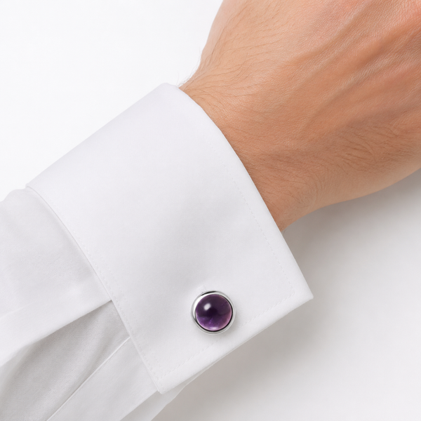 Amethyst and Sterling Silver Cufflinks