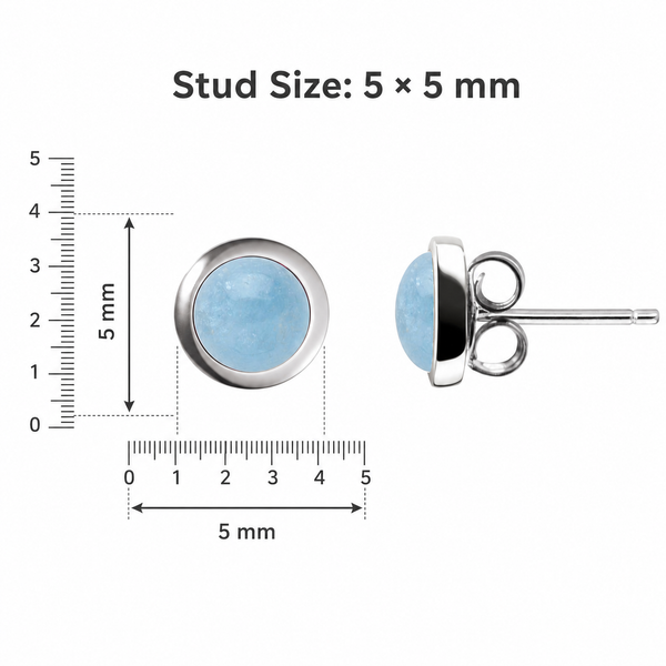 Aquamarine Gemstone Stud Earrings in Rhodium-Plated Silver | Franki Baker