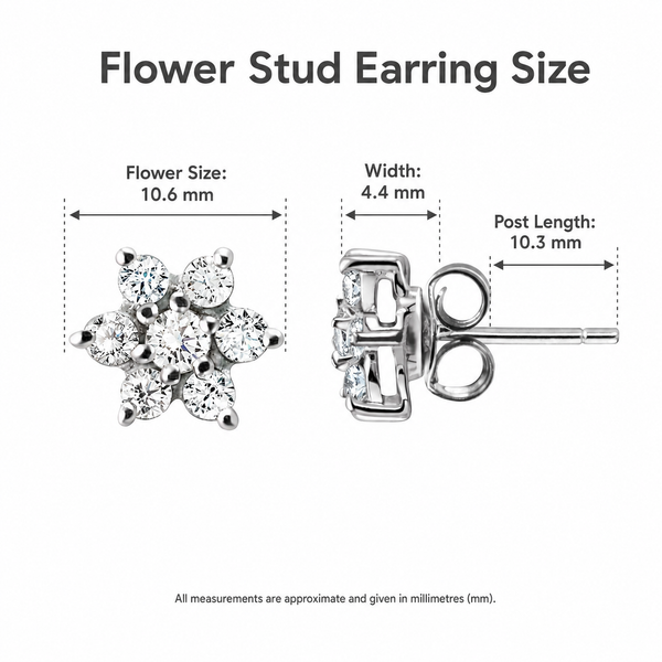 CZ Flower Stud Earrings in Rhodium-Plated Sterling Silver | Franki Baker