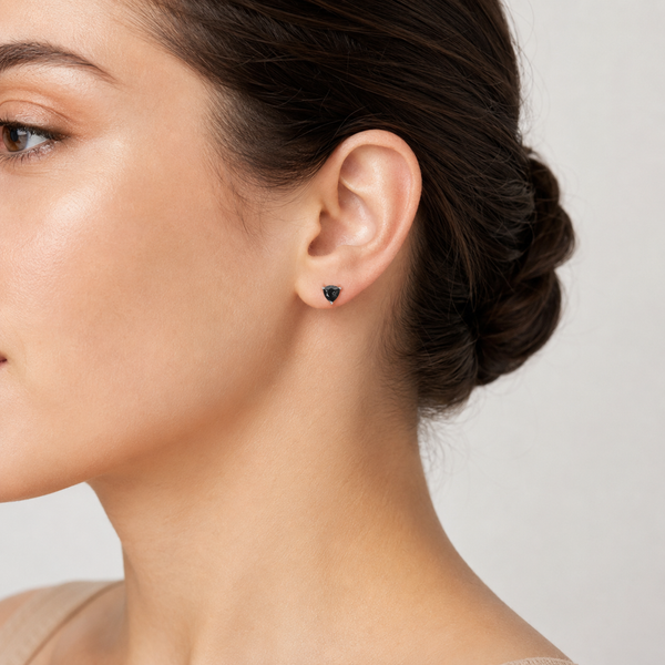 Black Spinel Stud Earrings – Sterling Silver