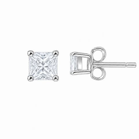 White Topaz Stud Earrings 4x4mm
