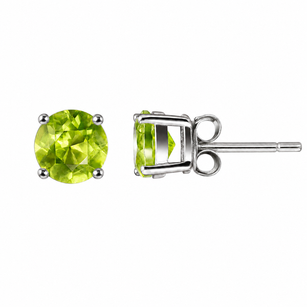 Natural AAA Grade Peridot & Sterling Silver Stud Earrings | 6mm