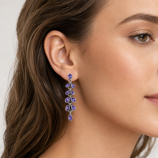 Amethyst Cascade Sterling Silver Statement Dangle Earrings