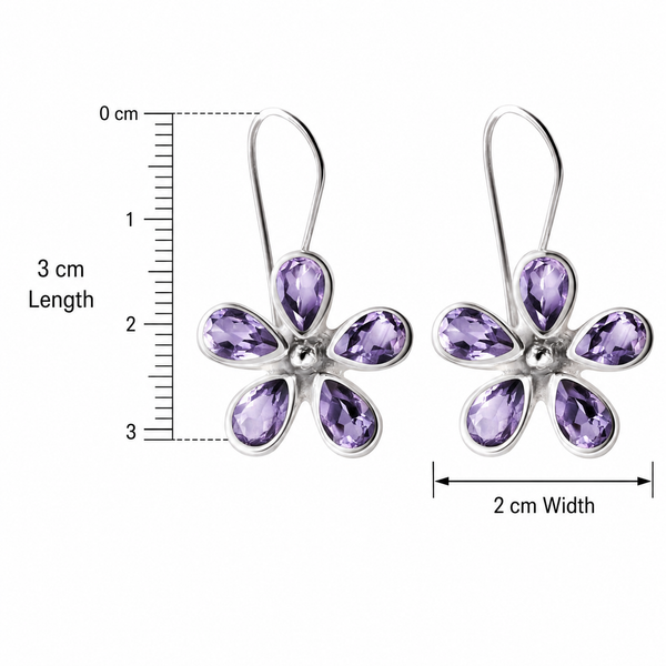 Amethyst Flower Sterling Silver Stud Earrings