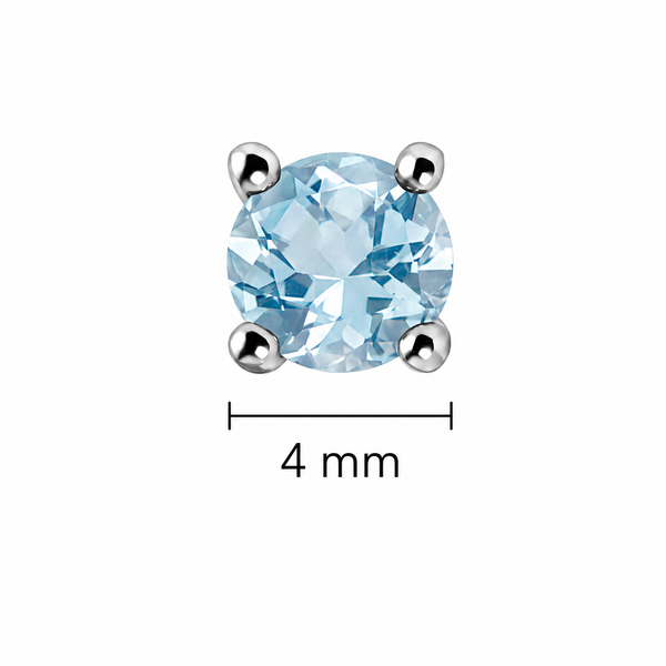 Aquamarine Round Stud Earrings in Sterling Silver | 4mm