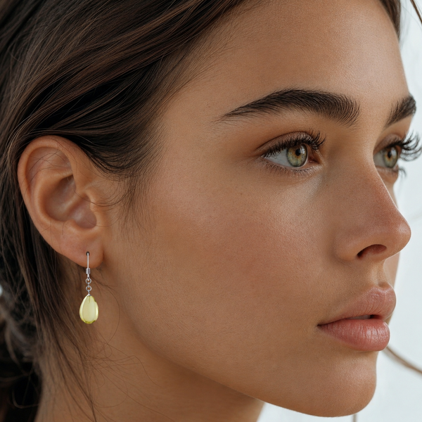 Yellow Citrine Pear Drop Earrings in 925 Sterling Silver