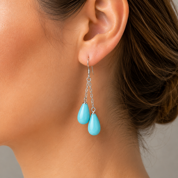 Turquoise and Sterling Silver Dangle Earrings - Franki Baker Jewellery