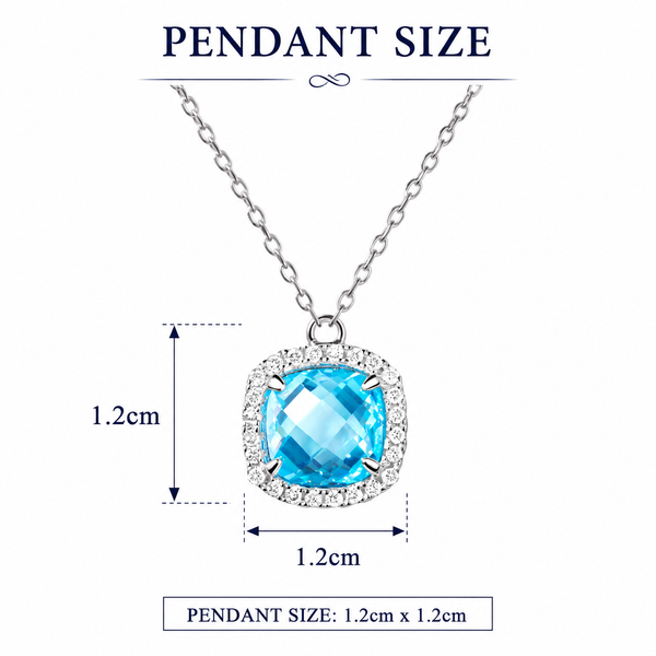 Blue Topaz & Diamond CZ Sterling Silver Pendant Necklace. - Franki Baker Jewellery
