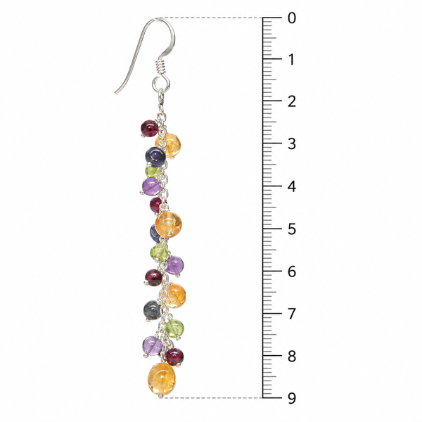 Colourful Gemstones Cascade Drop Earrings | 925 Sterling Silver
