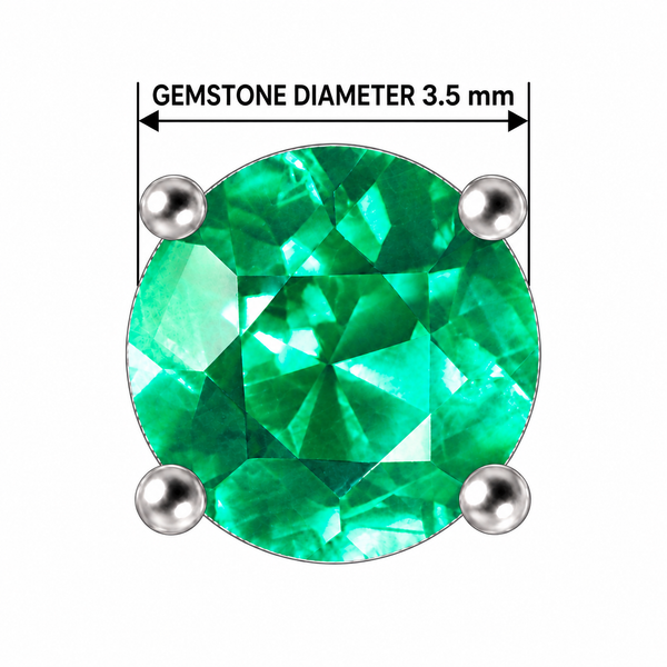Natural Emerald & Sterling Silver Stud Earrings, 3.5mm - Franki Baker Jewellery