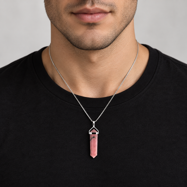 Rhodolite Garnet Double Point Pendant Necklace in Sterling Silver