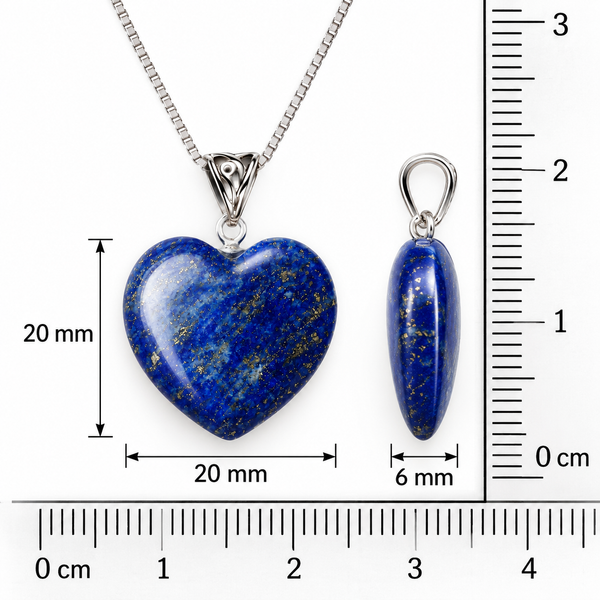 Lapis Lazuli Heart Gemstone Pendant Necklace on 925 Sterling Silver