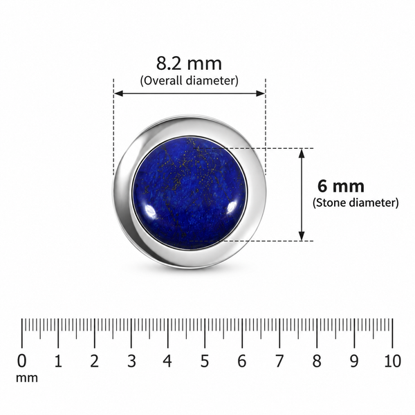 Lapis Lazuli Gemstone Stud Earrings | 925 Sterling Silver | 6mm