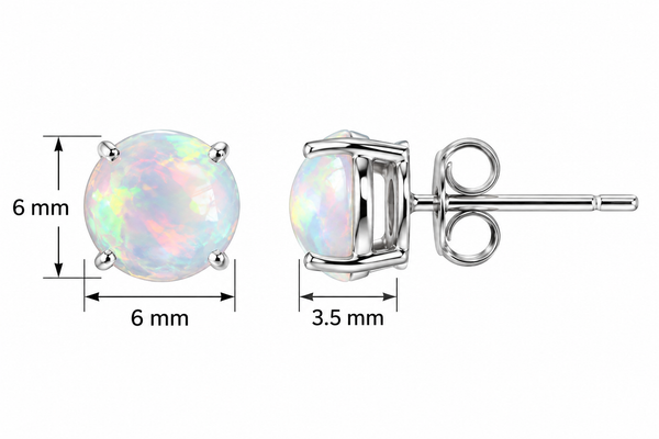 Natural Ethiopian Opal Stud Earrings in Sterling Silver – 6 mm - Franki Baker Jewellery