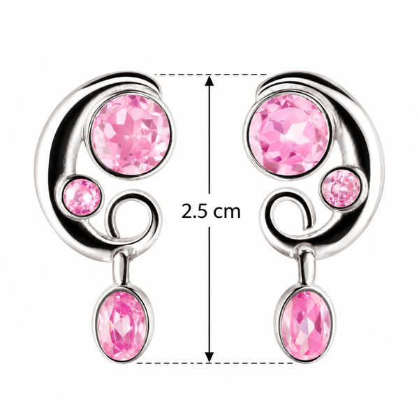 Pink Cubic Zirconia Drop Earrings in Sterling Silver