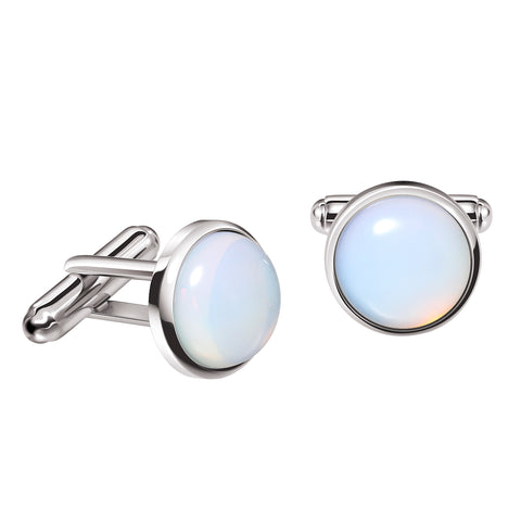 Blue-Green Aqua Chalcedony and Silver Cufflinks - Franki Baker Jewellery