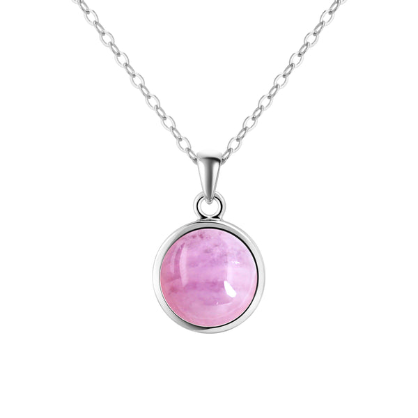 Dainty Lavender Pink Kunzite Gemstone Pendant Necklace on 925 Sterling Silver. Chain Length: 50cm