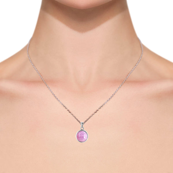 Dainty Lavender Pink Kunzite Gemstone Pendant Necklace on 925 Sterling Silver. Chain Length: 50cm