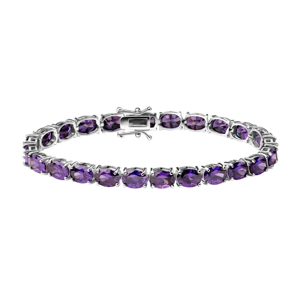 Purple Amethyst CZ 925 Sterling Silver Tennis Bracelet: Lenght: 20cm - Franki Baker Jewellery