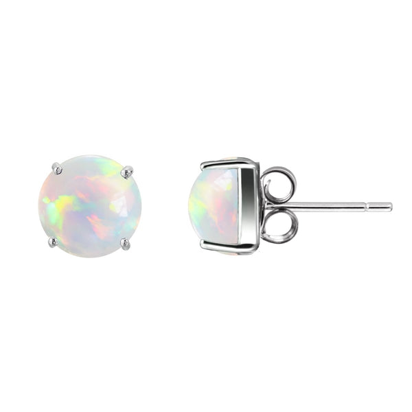 925 Sterling Silver Dainty Fiery White Ethiopian Opal Stud Earrings Size 6mm - Franki Baker Jewellery