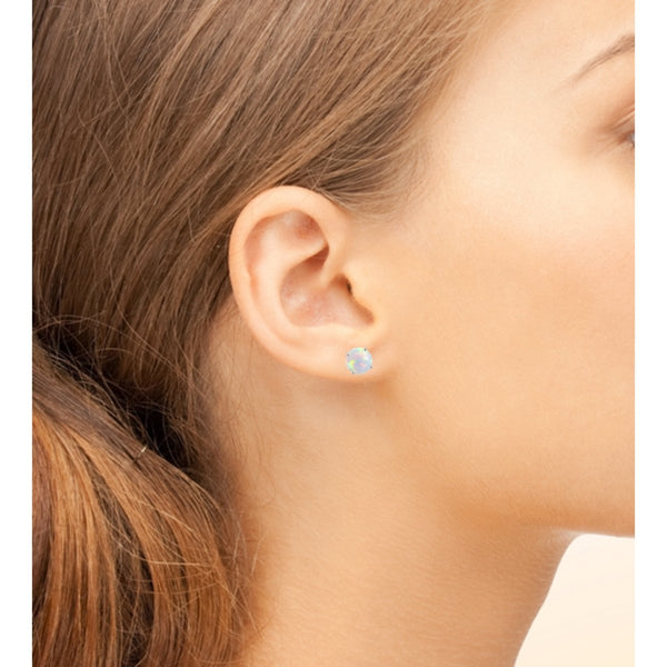 925 Sterling Silver Dainty Fiery White Ethiopian Opal Stud Earrings Size 6mm - Franki Baker Jewellery