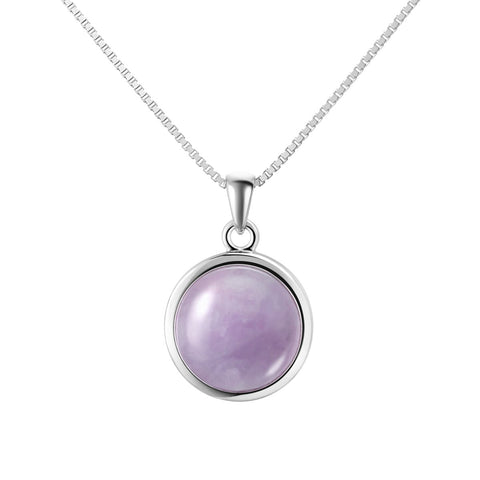 Dainty Lavender Pink Kunzite Gemstone Pendant Necklace on 925 Sterling Silver.
