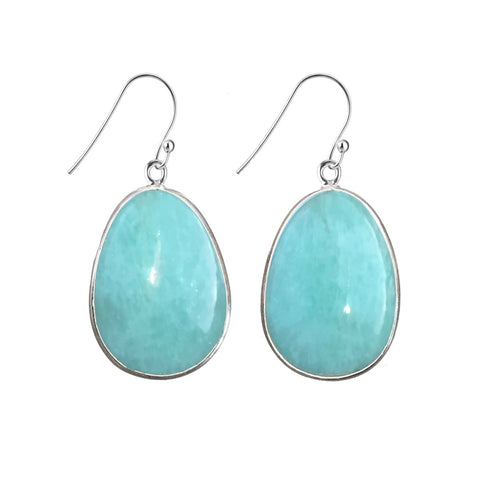 Amazonite and Silver Drop Earrings - Franki Baker Jewellery