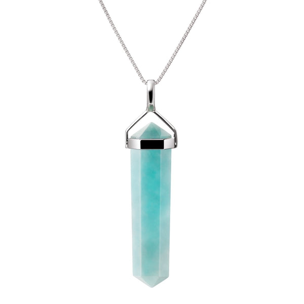 Amazonite and Sterling Silver Point Pendant Necklace - Franki Baker Jewellery