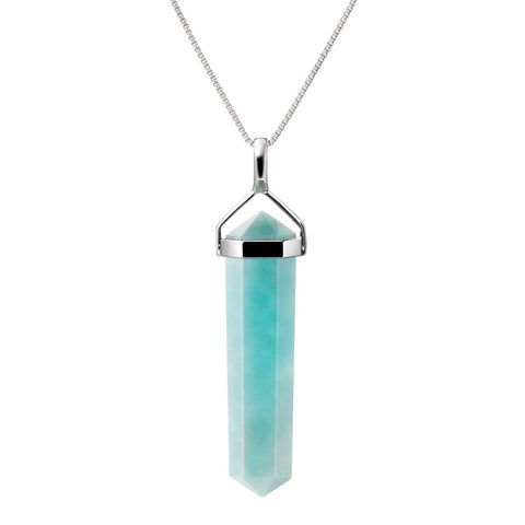 Amazonite and Sterling Silver Point Pendant Necklace - Franki Baker Jewellery