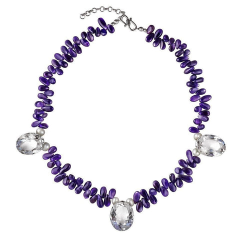 Amethyst and Rock Crystal Statement Necklace - Franki Baker Jewellery