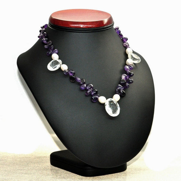 Amethyst and Rock Crystal Statement Necklace - Franki Baker Jewellery