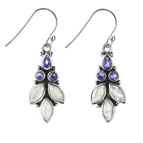 Amethyst and Rose Quartz Silver Drop Earrings - Franki Baker Jewellery