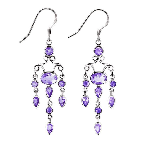 Amethyst and Silver Chandelier Earrings - Franki Baker Jewellery