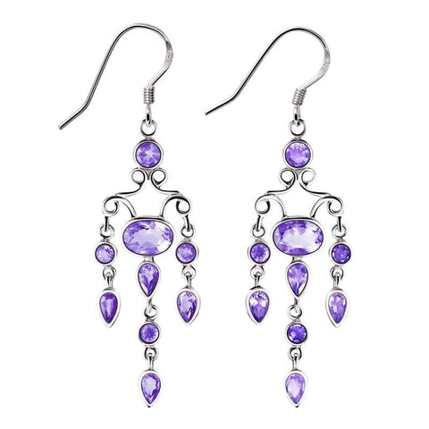 Amethyst and Silver Chandelier Earrings - Franki Baker Jewellery