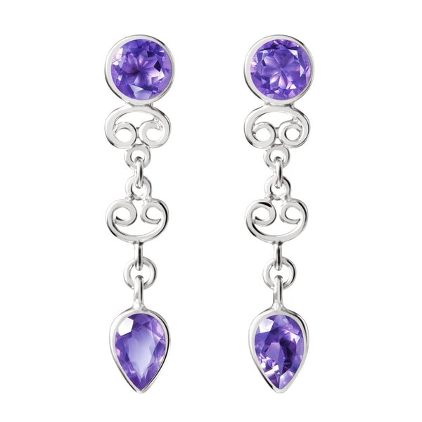 Amethyst and Sterling Silver Drop Earrings - Franki Baker Jewellery
