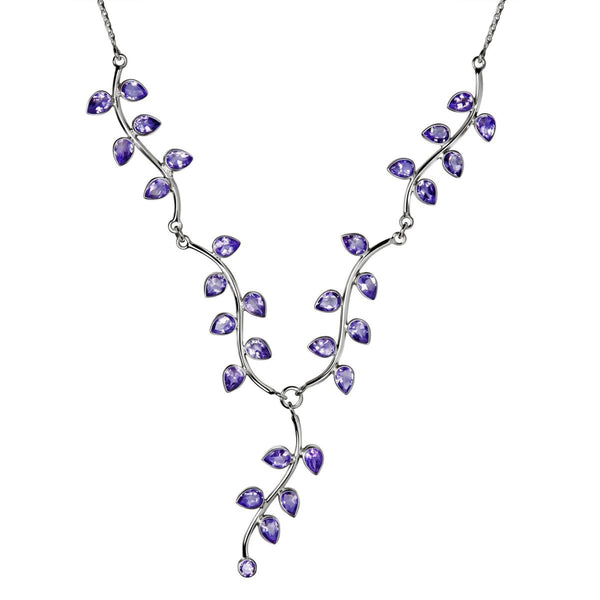 Amethyst and Sterling Silver Vine Leaf Fine Necklace - Franki Baker Jewellery