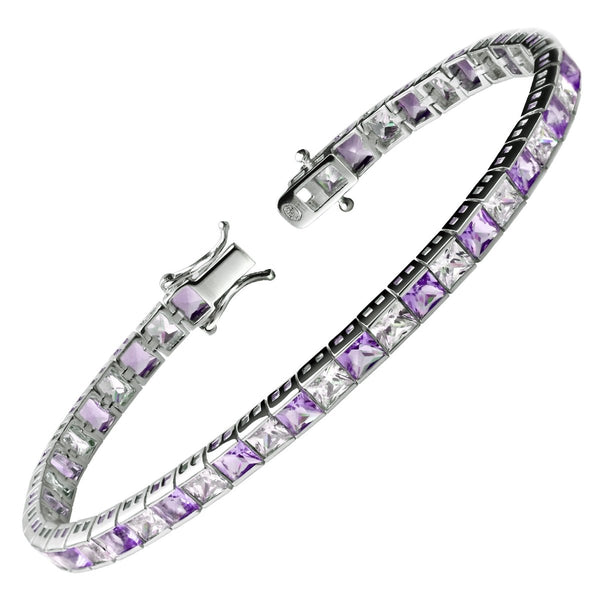 Amethyst and Silver Tennis Bracelet