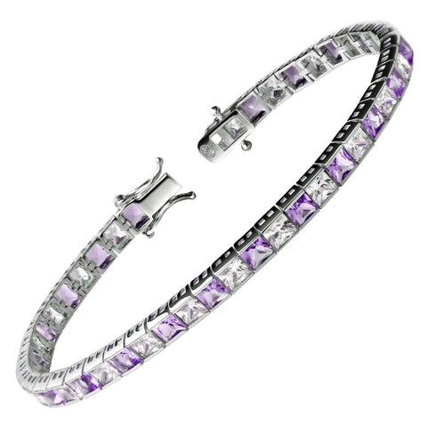 Amethyst and Silver Tennis Bracelet