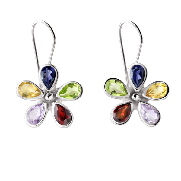 Amethyst, Garnet, Iolite, Citrine & Peridot Gemstone & Sterling Silver Drop Earrings. - Franki Baker Jewellery
