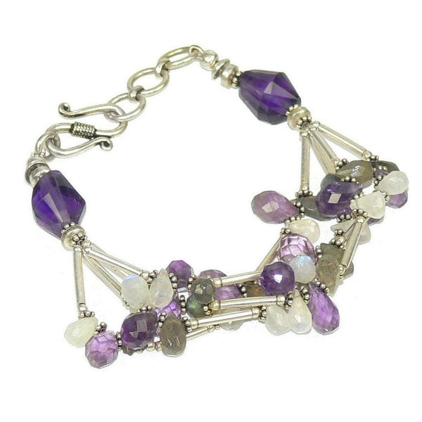 Amethyst, Moonstone, Labradorite and Silver Bracelet - Franki Baker Jewellery
