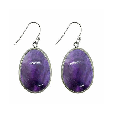 Amethyst & Silver Statement Drop Earrings - Franki Baker Jewellery