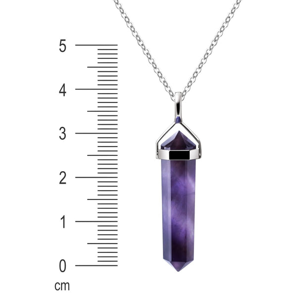Amethyst & Sterling Silver Point Pendant Necklace