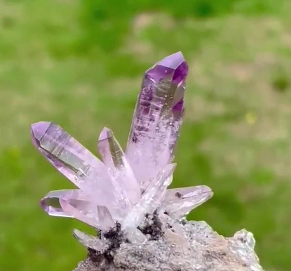 Amethyst & Sterling Silver Point Pendant Necklace