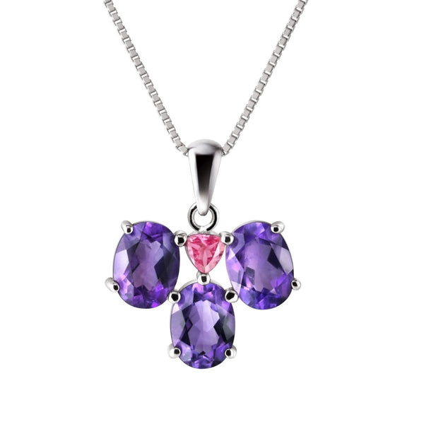 Amethyst & Tourmaline set in Sterling Silver Pendant on Silver Chain - Franki Baker Jewellery